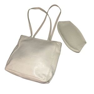 Vintage 80's Esprit Purse Cream Colored Beauty with top snap makeup bag